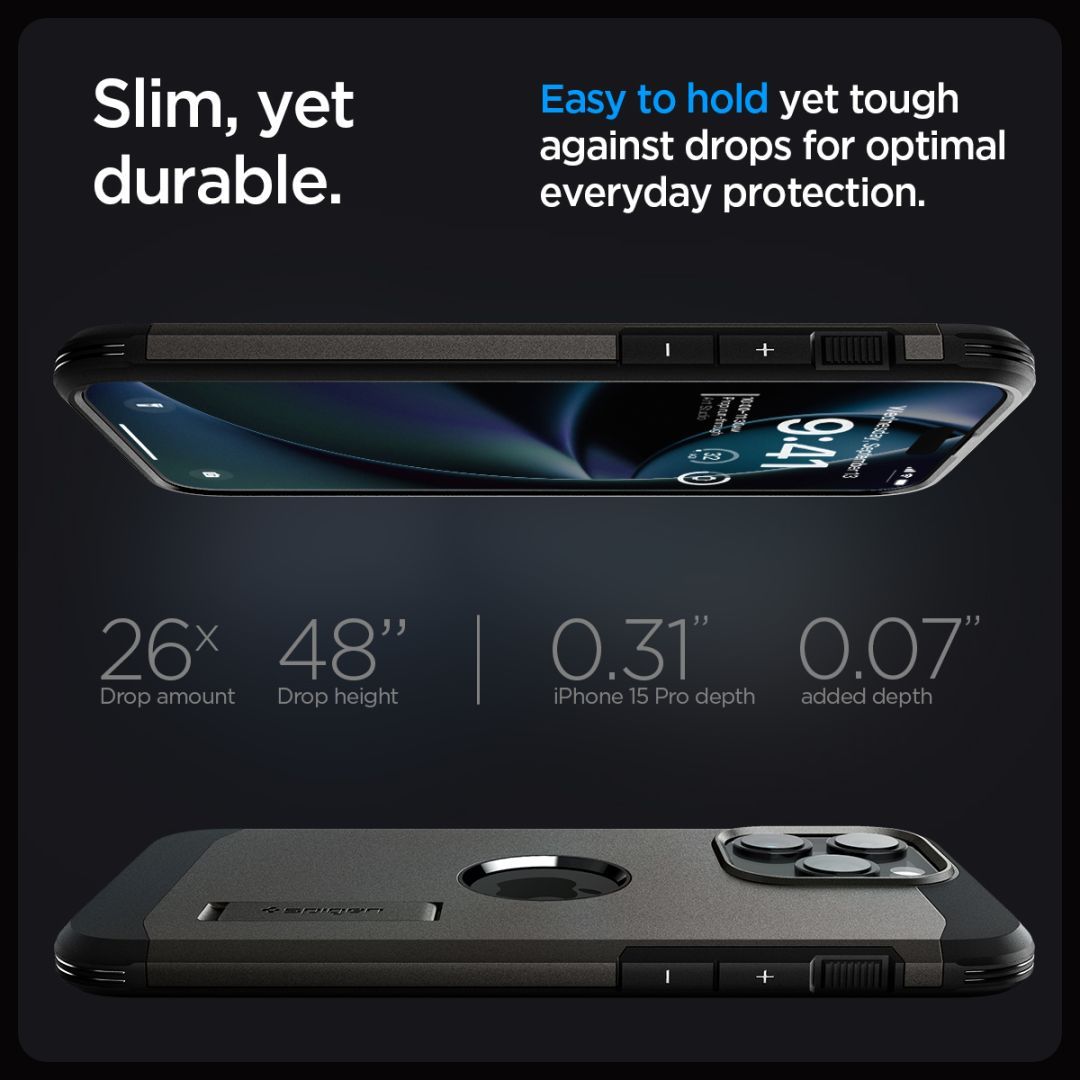 Spigen iPhone 15 Pro Max Case Tough Armor MagSafe (MagFit) Gunmetal Spigen iPhone 15 Pro Max Case Tough Armor MagSafe (MagFit) Gunmetal
