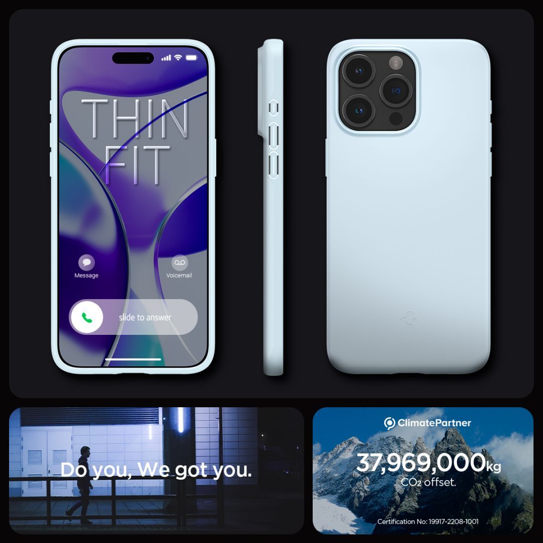 Spigen iPhone 15 Pro Case Thin Fit Mute Blue Spigen iPhone 15 Pro Case Thin Fit Mute Blue