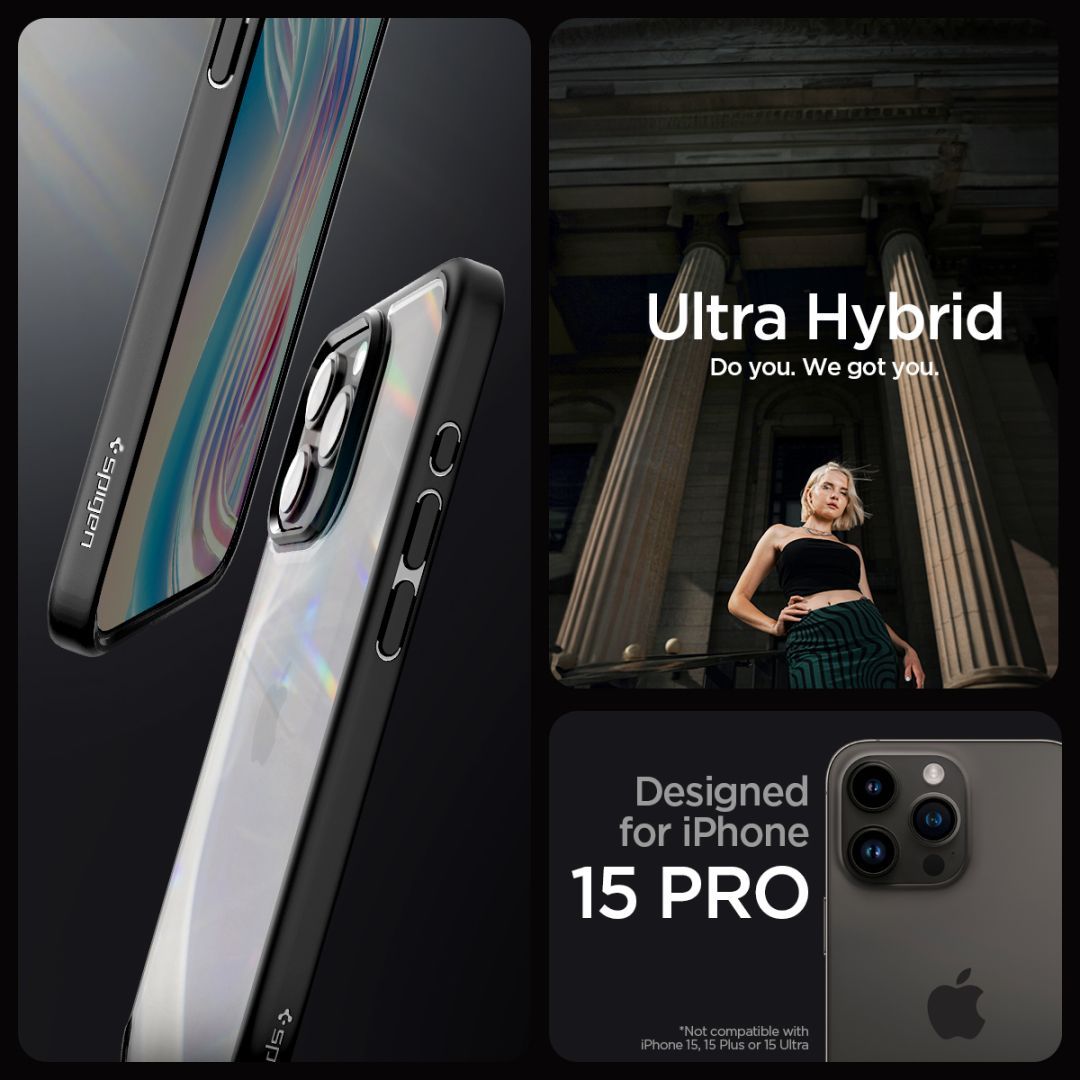 Spigen iPhone 15 Pro Case Ultra Hybrid Frost Black Spigen iPhone 15 Pro Case Ultra Hybrid Frost Black
