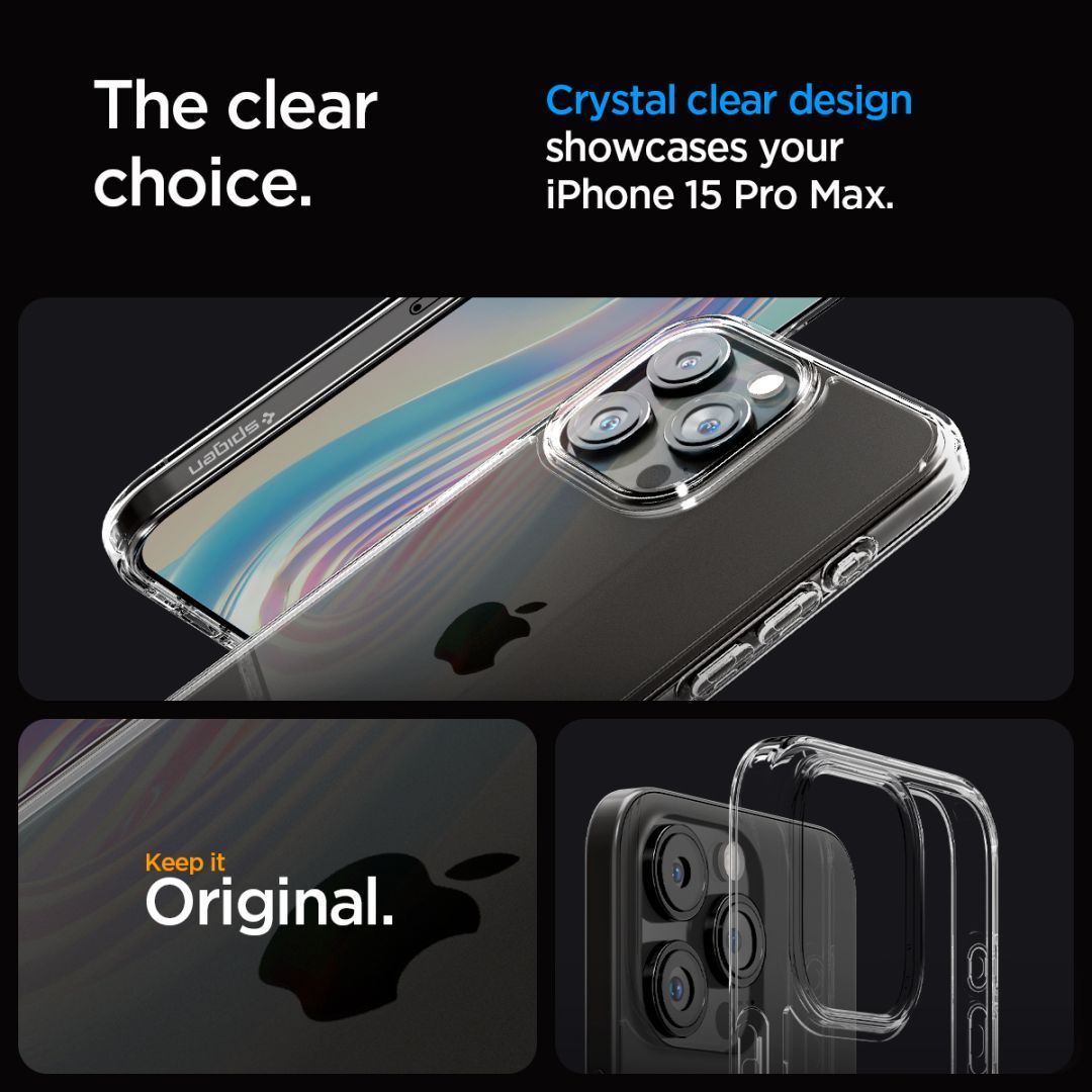 Spigen iPhone 15 Pro Max Case Ultra Hybrid Crystal Clear
