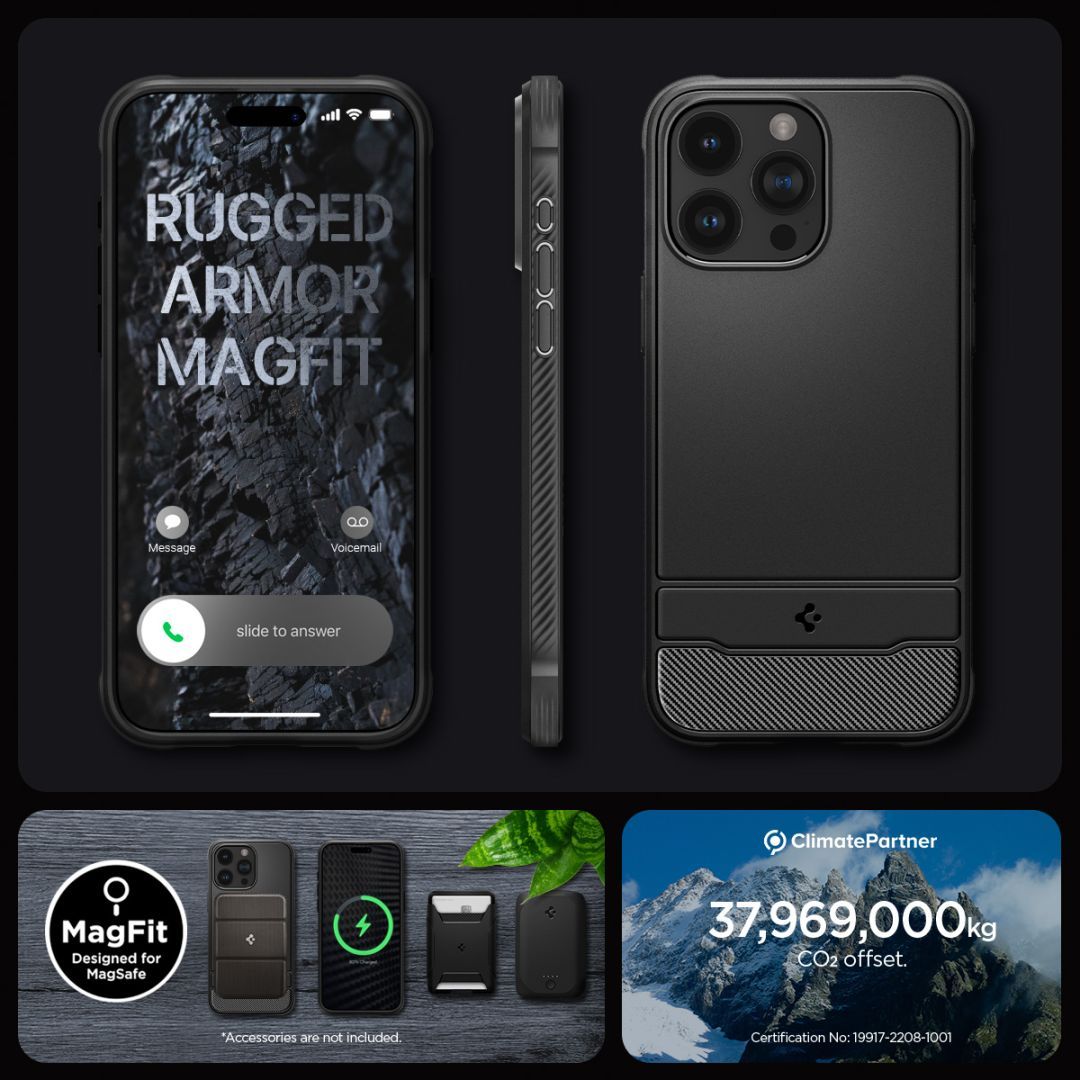 Spigen iPhone 15 Pro Max Case Rugged Armor (MagFit) Matte Black Spigen iPhone 15 Pro Max Case Rugged Armor (MagFit) Matte Black