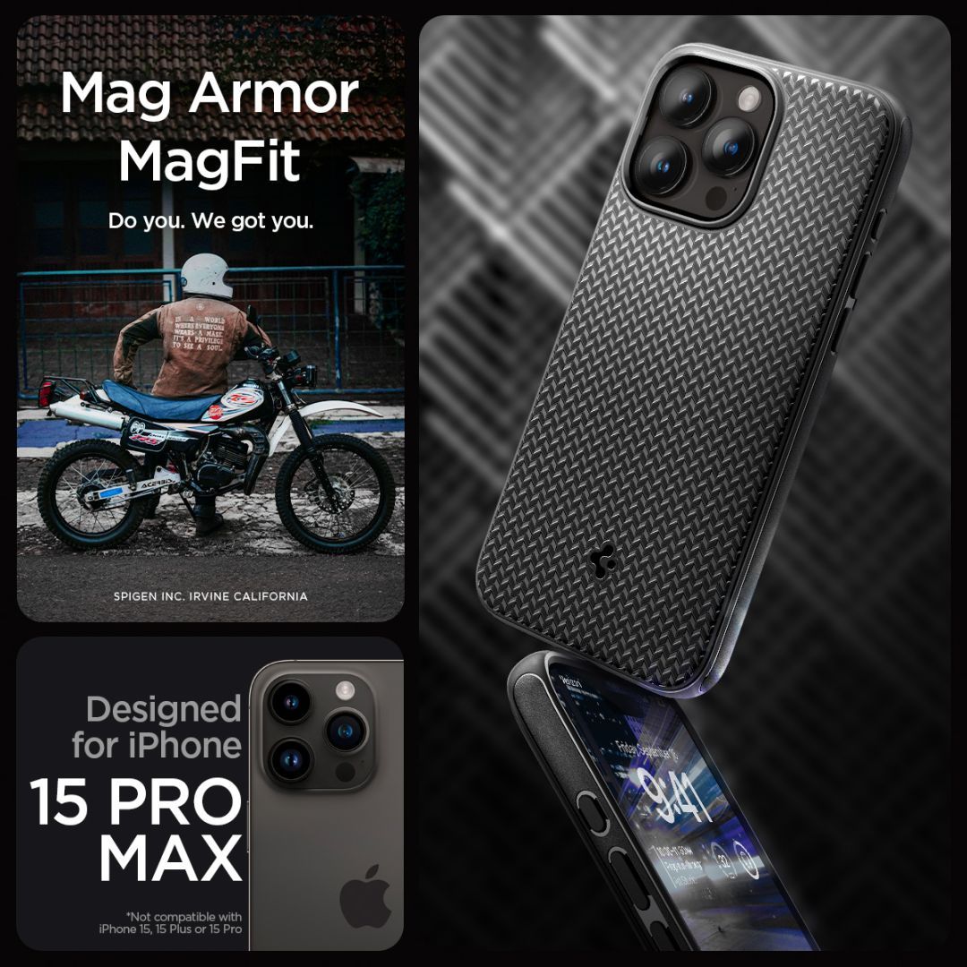 Spigen iPhone 15 Pro Max Case Mag Armor (MagFit) Matte Black Spigen iPhone 15 Pro Max Case Mag Armor (MagFit) Matte Black