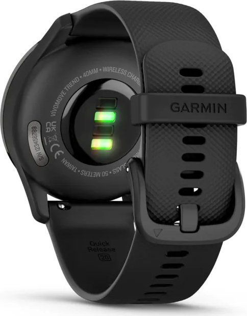 Garmin Vivomove Trend Slate Stainless Steel Bezel with Black Case and Silicone Band