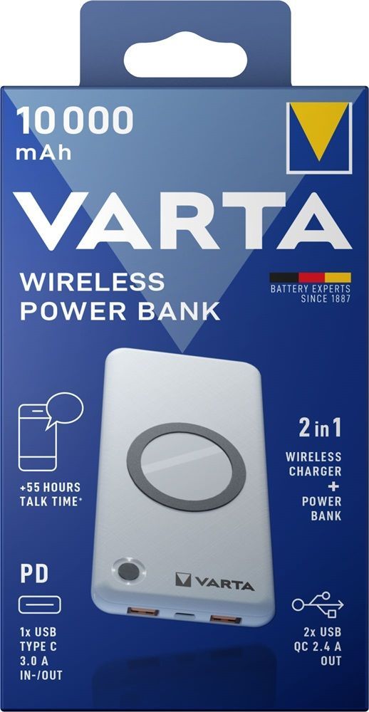 Varta Wireless 10000mAh PowerBank White