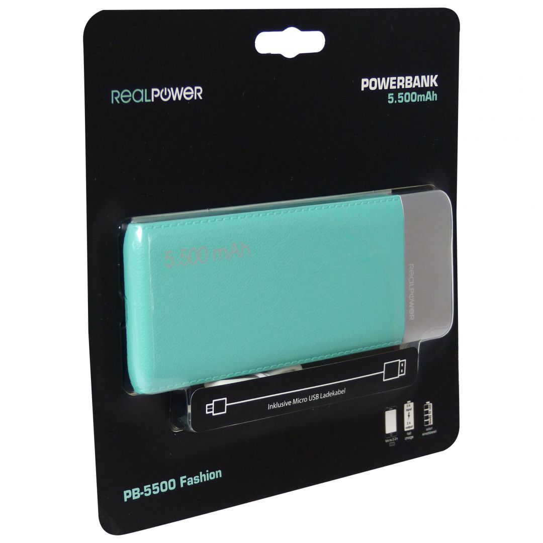 Realpower PB-5500 Fashion 5500mAh PowerBank Lake Blue