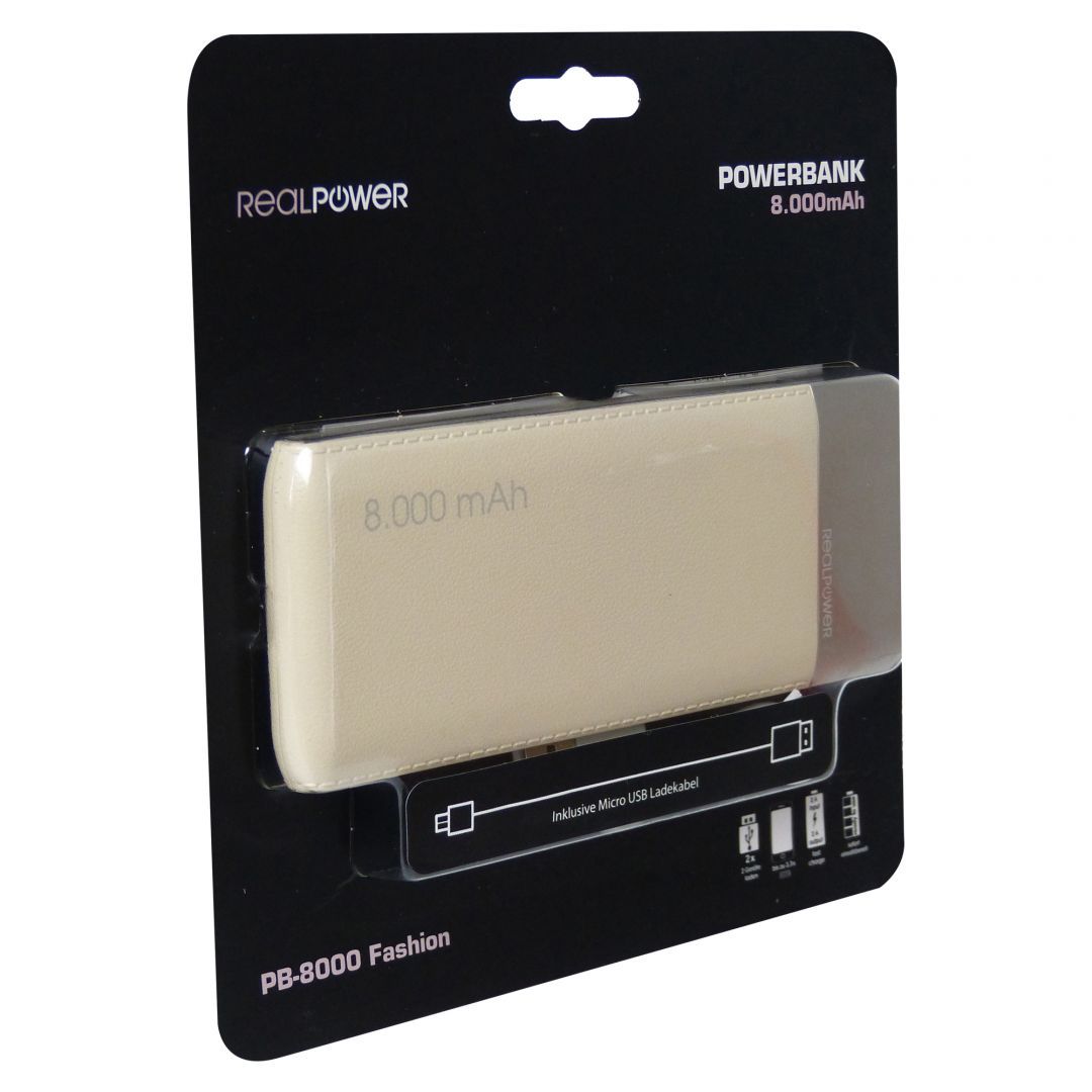 Realpower PB-8000 Fashion 8000mAh PowerBank Champagne