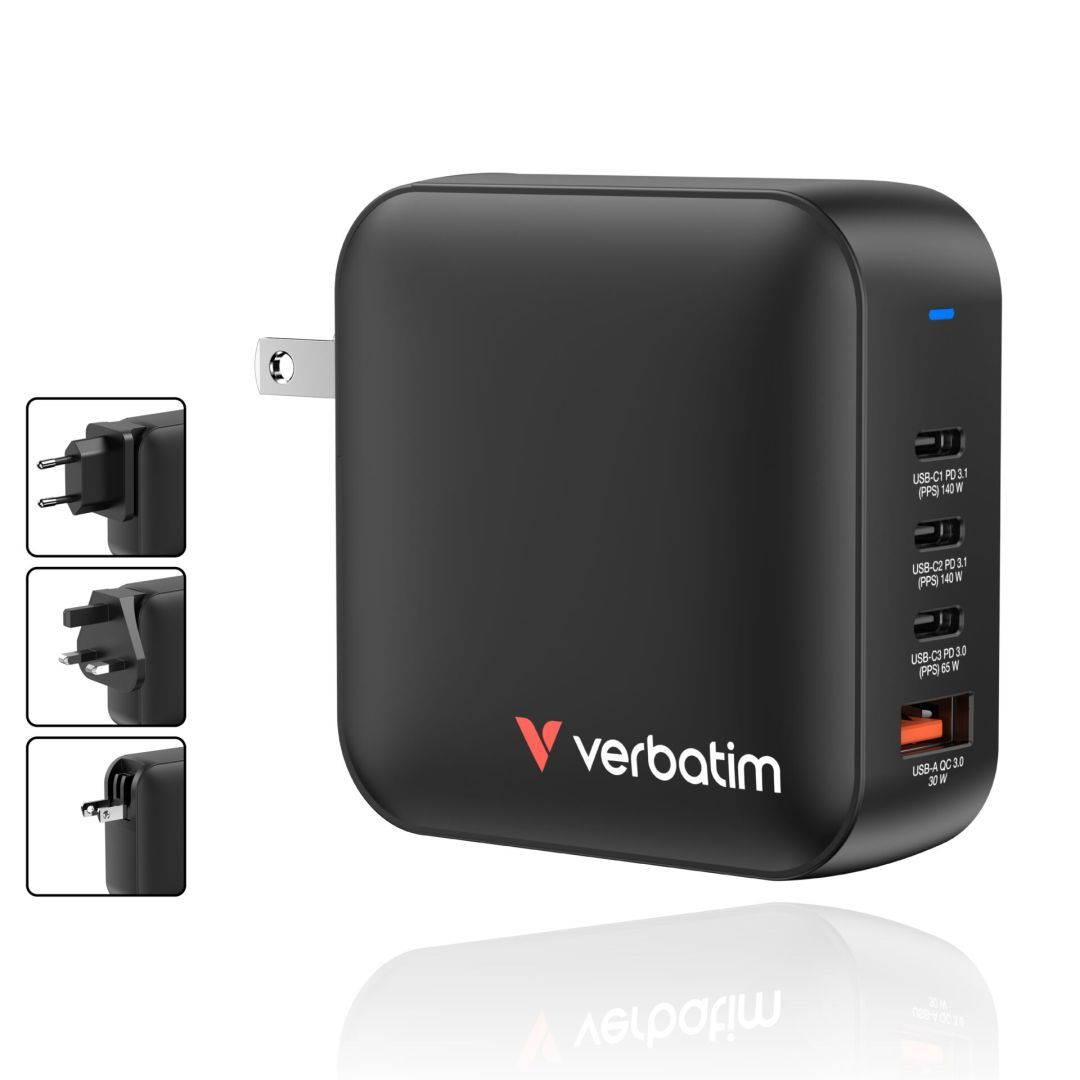 Verbatim Mini GaN Wall Charger 165W 4 Port Black Verbatim Mini GaN Wall Charger 165W 4 Port Black