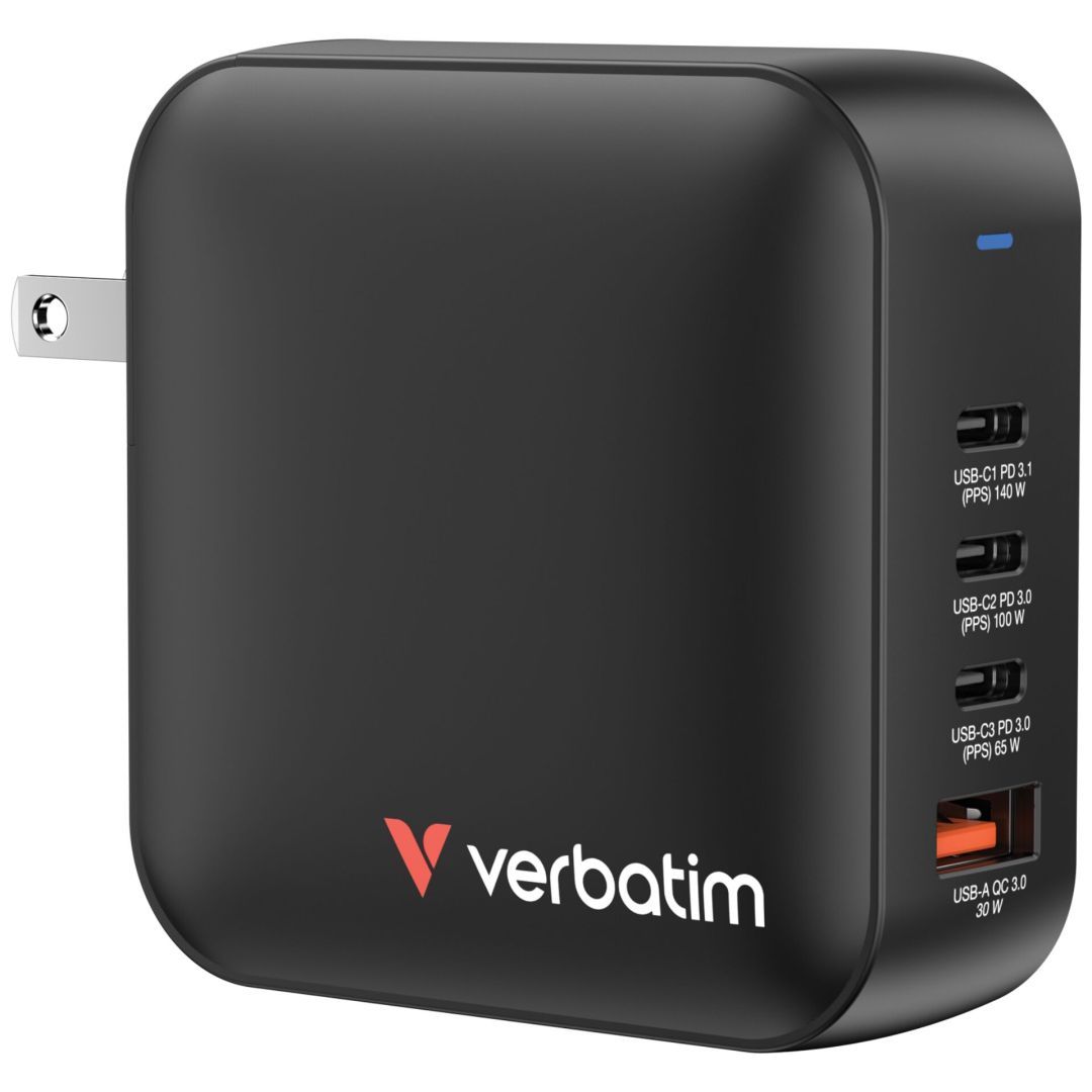 Verbatim Mini GaN Wall Charger 165W 4 Port Black Verbatim Mini GaN Wall Charger 165W 4 Port Black