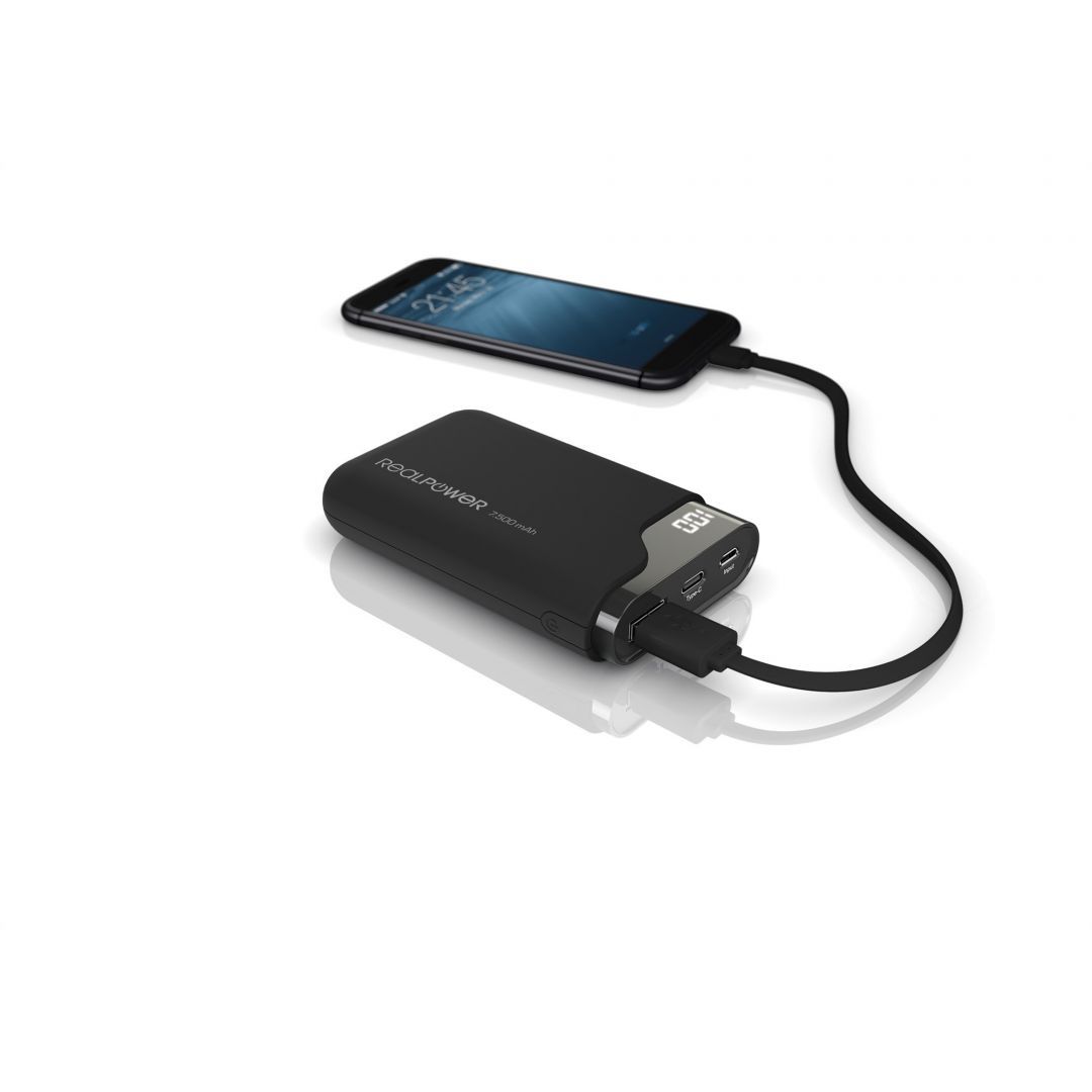 Realpower PB-7500C 7500mAh PowerBank Black