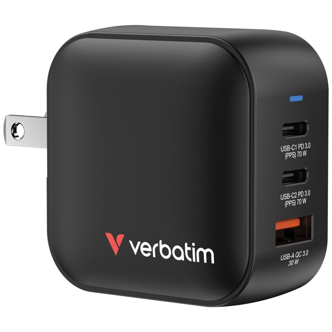 Verbatim Mini GaN Wall Charger 70W 3 Port Black Verbatim Mini GaN Wall Charger 70W 3 Port Black