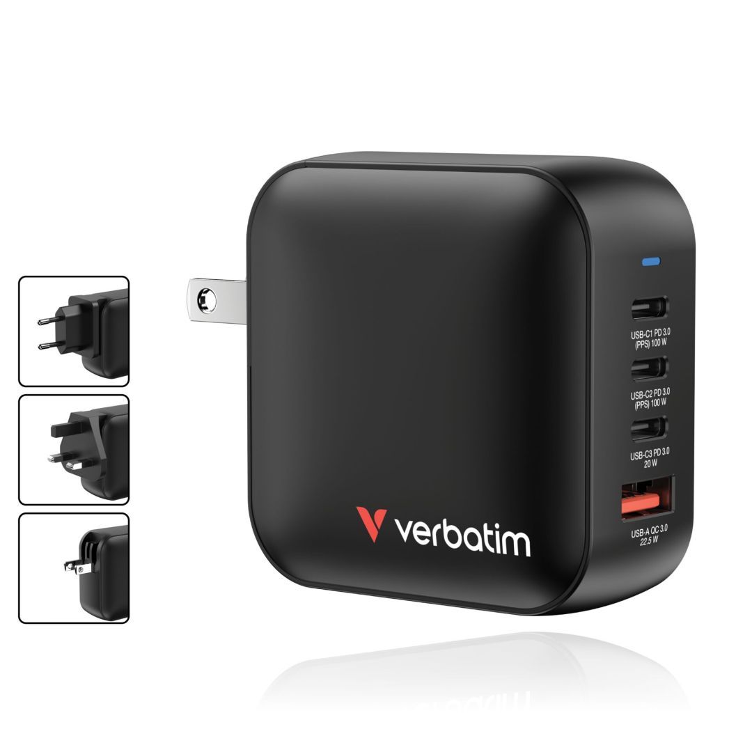 Verbatim Mini GaN Wall Charger 100W 4 Port Black Verbatim Mini GaN Wall Charger 100W 4 Port Black