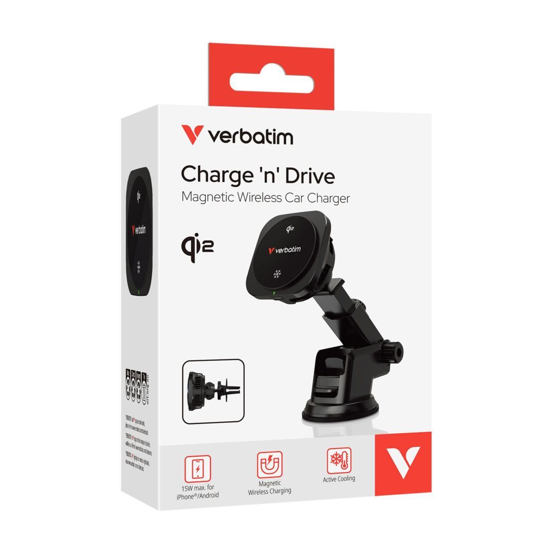 Verbatim Charge ''n'' Drive Magnetic Wireless Car Charger Black Verbatim Charge ''n'' Drive Magnetic Wireless Car Charger Black