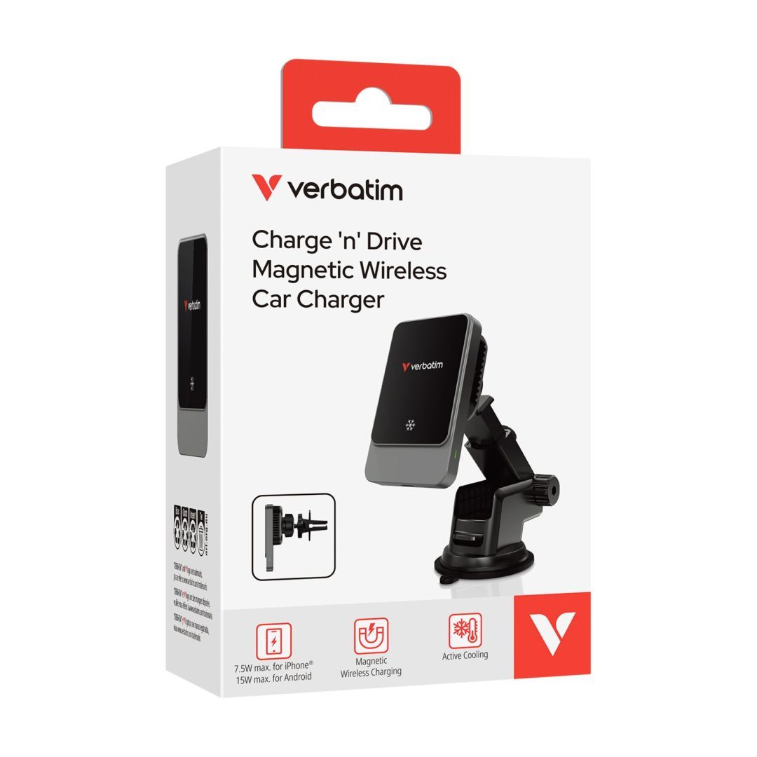 Verbatim Charge ''n'' Drive Magnetic Wireless Car Charger RGB Lighting Black