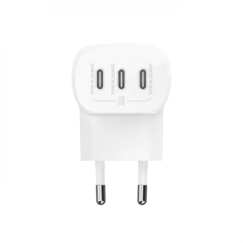 Belkin Boost Charge 67W with 3xUSB-C Ports with Cable White Belkin Boost Charge 67W with 3xUSB-C Ports with Cable White
