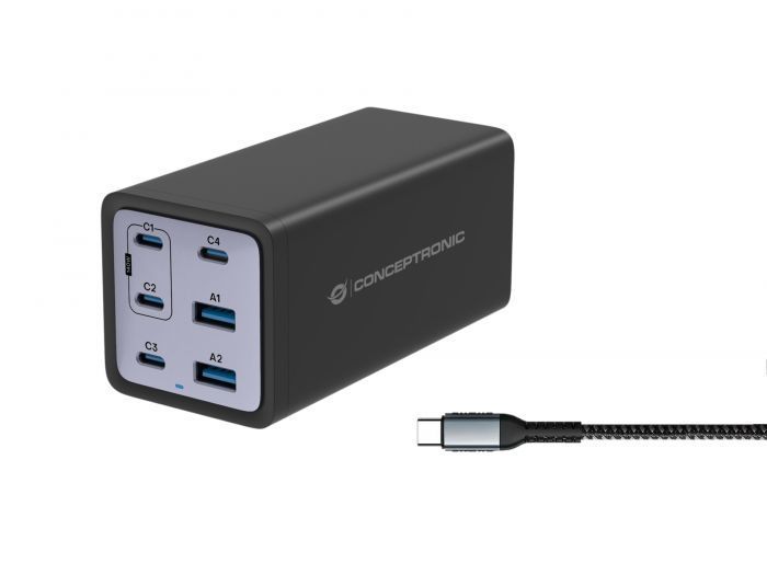 Conceptronic 4-Port 200W USB Charger Black