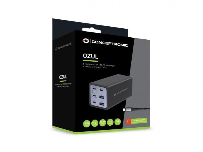 Conceptronic 4-Port 200W USB Charger Black