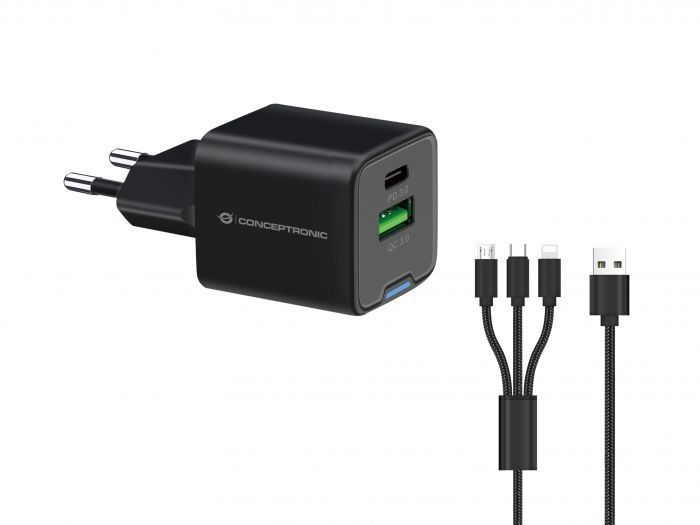 Conceptronic 2-Port 33W USB Charger Black