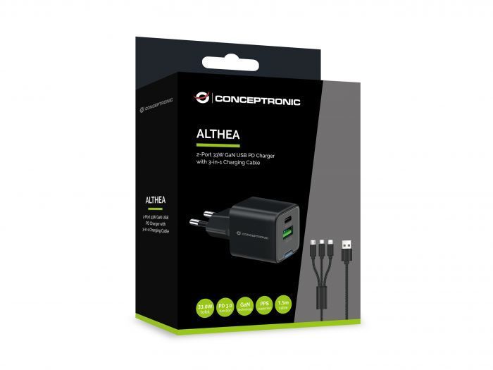 Conceptronic 2-Port 33W USB Charger Black