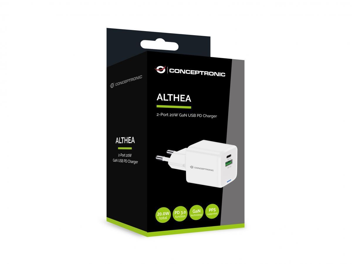 Conceptronic 2-Port 20W USB Charger White