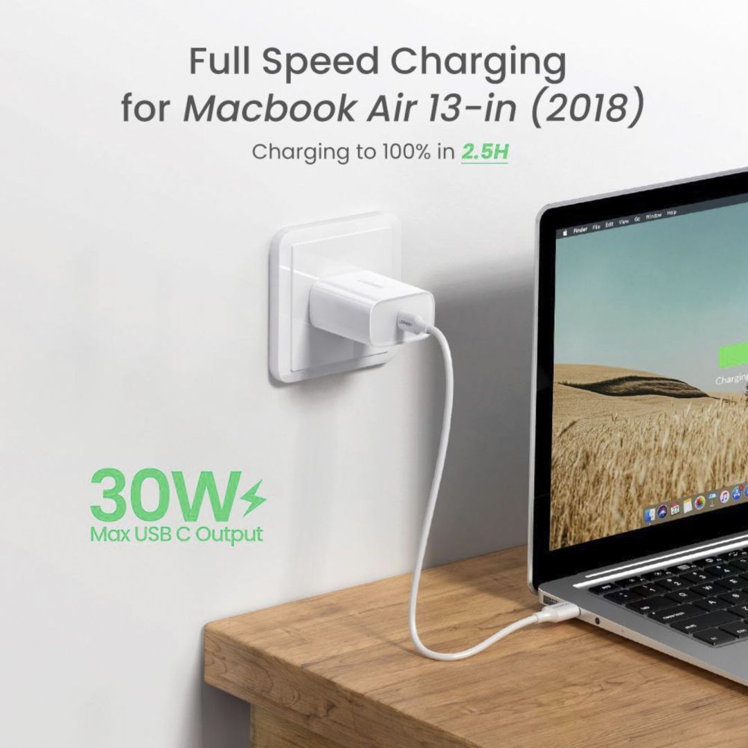 UGREEN USB-C 30W PD Wall Charger EU White