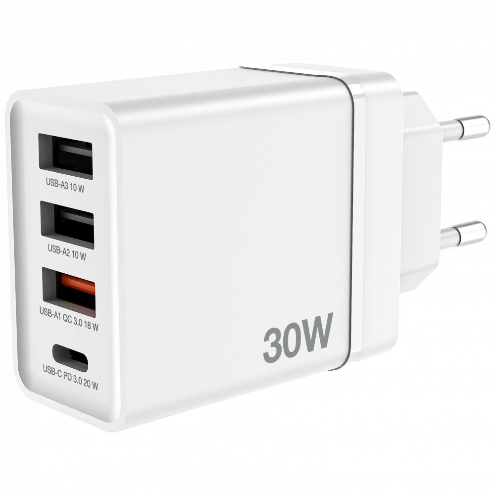 Verbatim 30W 4-Port USB Wall Charger White Verbatim 30W 4-Port USB Wall Charger White