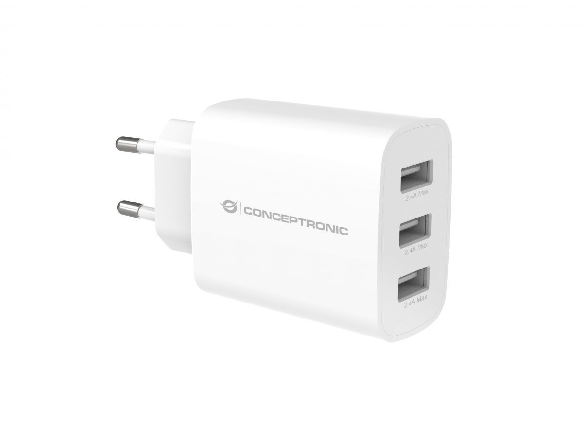 Conceptronic ALTHEA13W 3-Port 30W USB Charger White