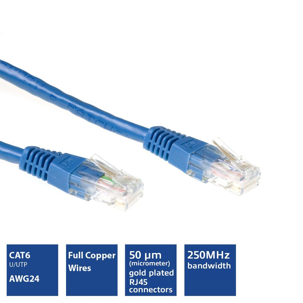 ACT CAT6 U-UTP Patch Cable 5m Blue ACT CAT6 U-UTP Patch Cable 5m Blue