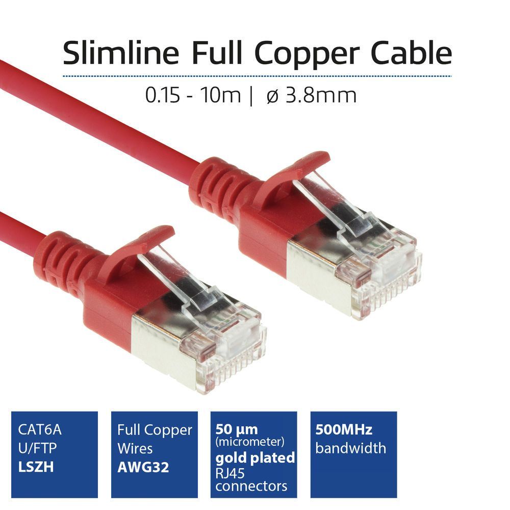 ACT CAT6A U-FTP Patch Cable 0,5m Red ACT CAT6A U-FTP Patch Cable 0,5m Red