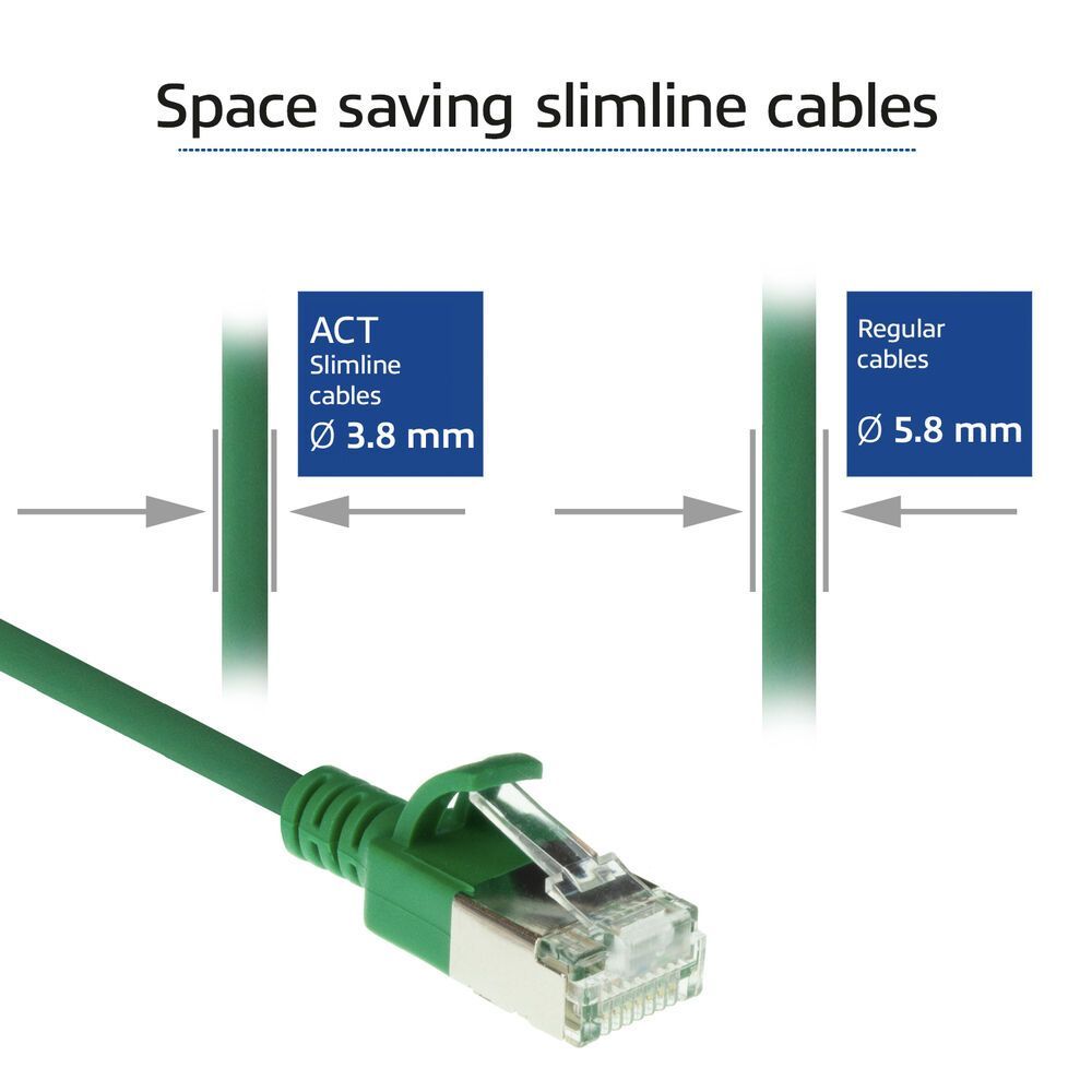 ACT CAT6A U-FTP Patch Cable 2m Green ACT CAT6A U-FTP Patch Cable 2m Green