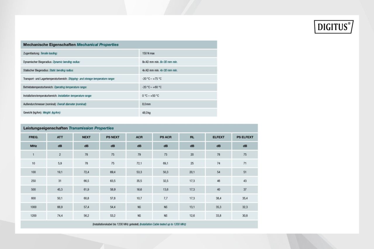 Digitus CAT7 S-FTP installation cable 500m Black Digitus CAT7 S-FTP installation cable 500m Black