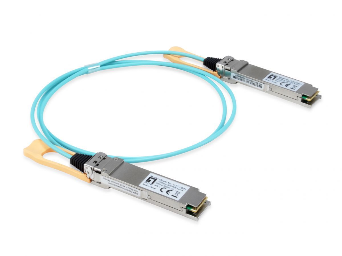 LevelOne AOC-0501 100Gbps QSFP28 Active Optical Cable 1m LevelOne AOC-0501 100Gbps QSFP28 Active Optical Cable 1m