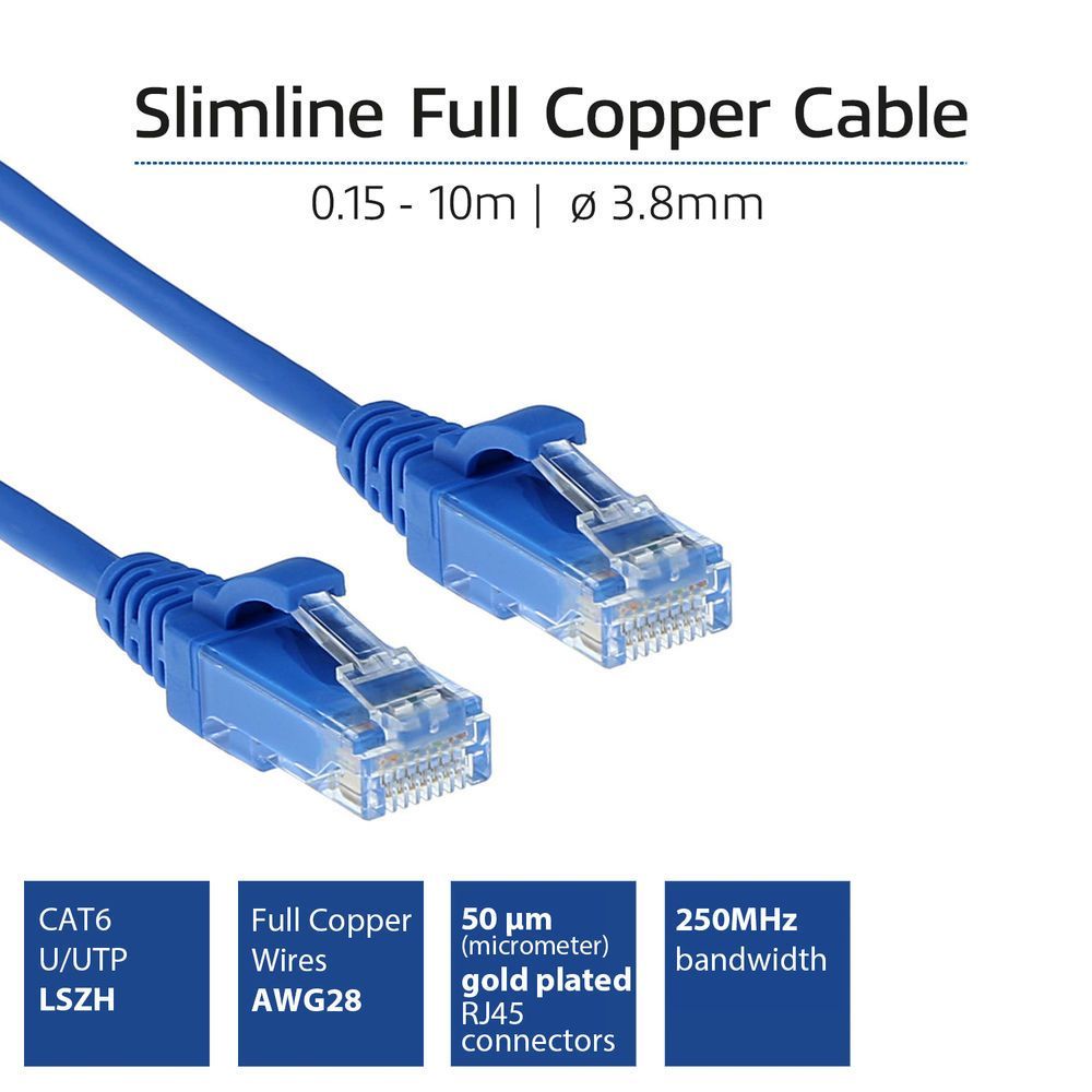 ACT CAT6 U-UTP Patch Cable 0,25m Blue ACT CAT6 U-UTP Patch Cable 0,25m Blue