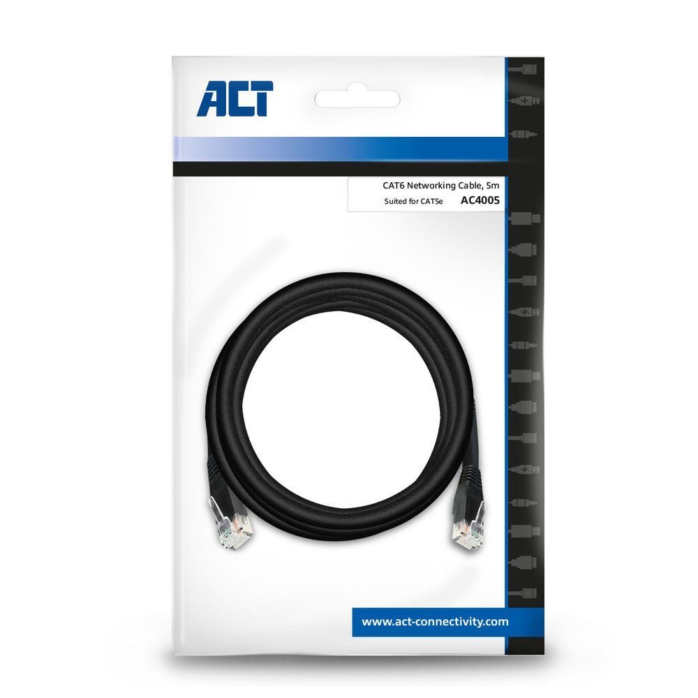 ACT CAT6 U-UTP Patch Cable 5m Black ACT CAT6 U-UTP Patch Cable 5m Black