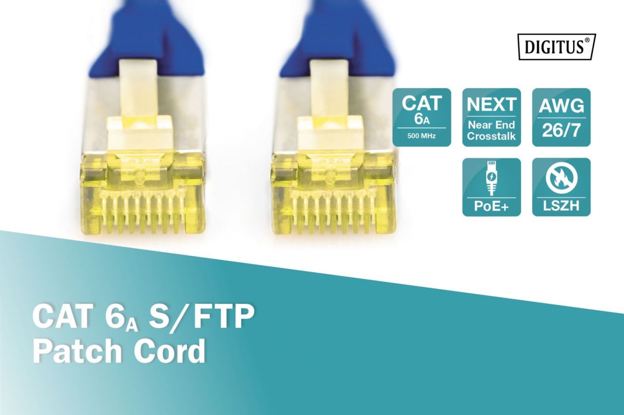 Digitus CAT6A S-FTP Patch Cable 5m Blue Digitus CAT6A S-FTP Patch Cable 5m Blue