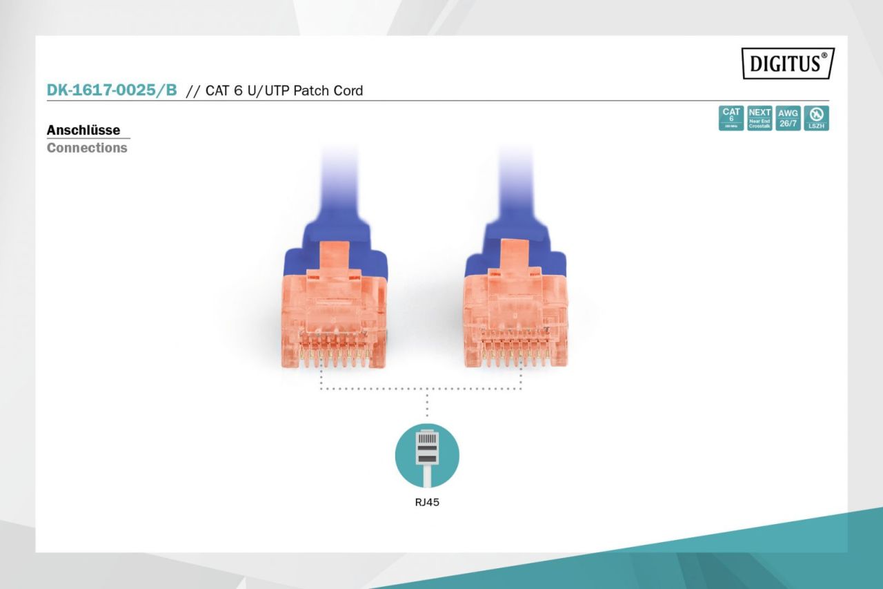 Digitus CAT6 U-UTP Patch Cable 0,25m Blue