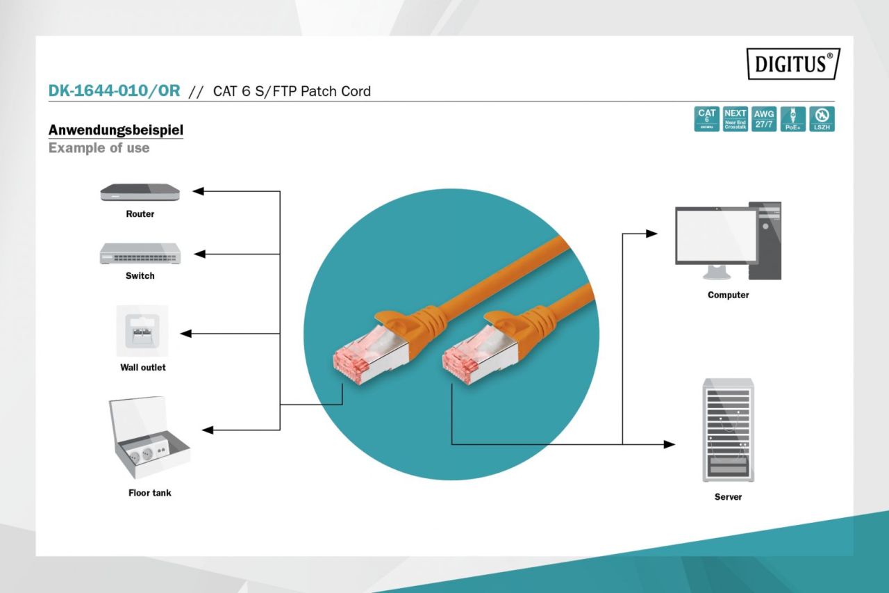 Digitus CAT6 S-FTP Patch Cable 1m Orange