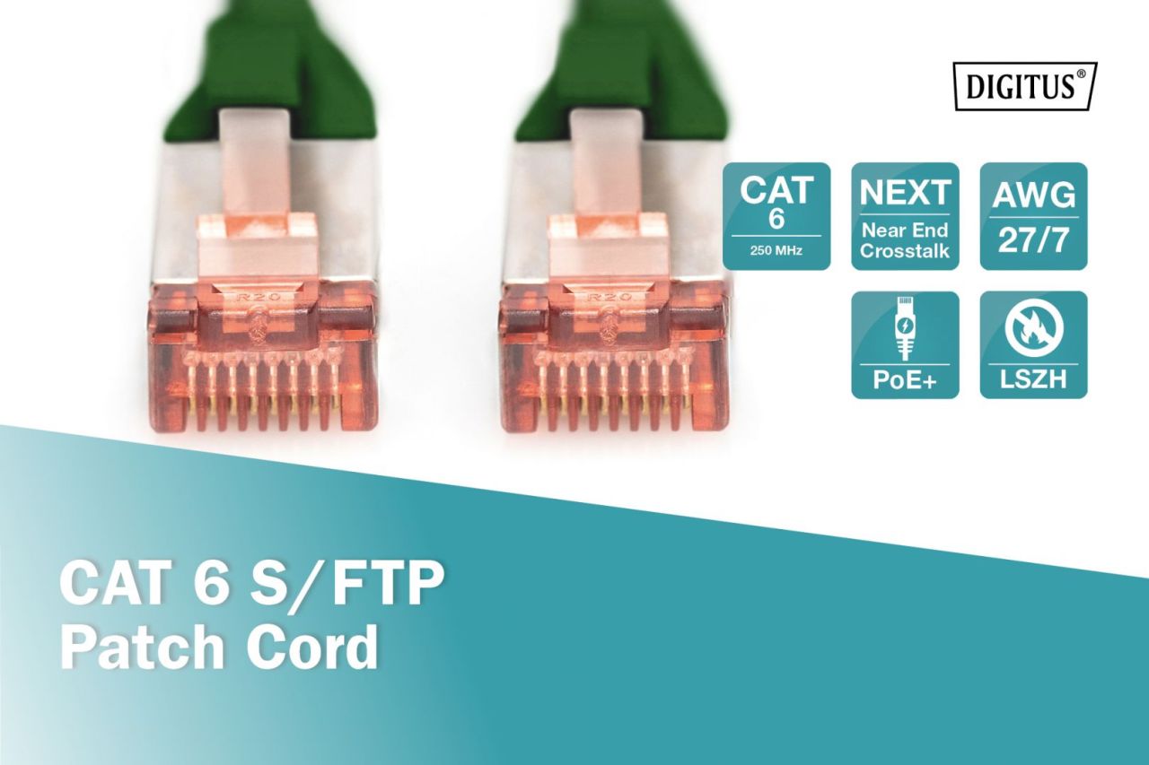 Digitus CAT6 S-FTP Patch Cable 0,5m Green Digitus CAT6 S-FTP Patch Cable 0,5m Green