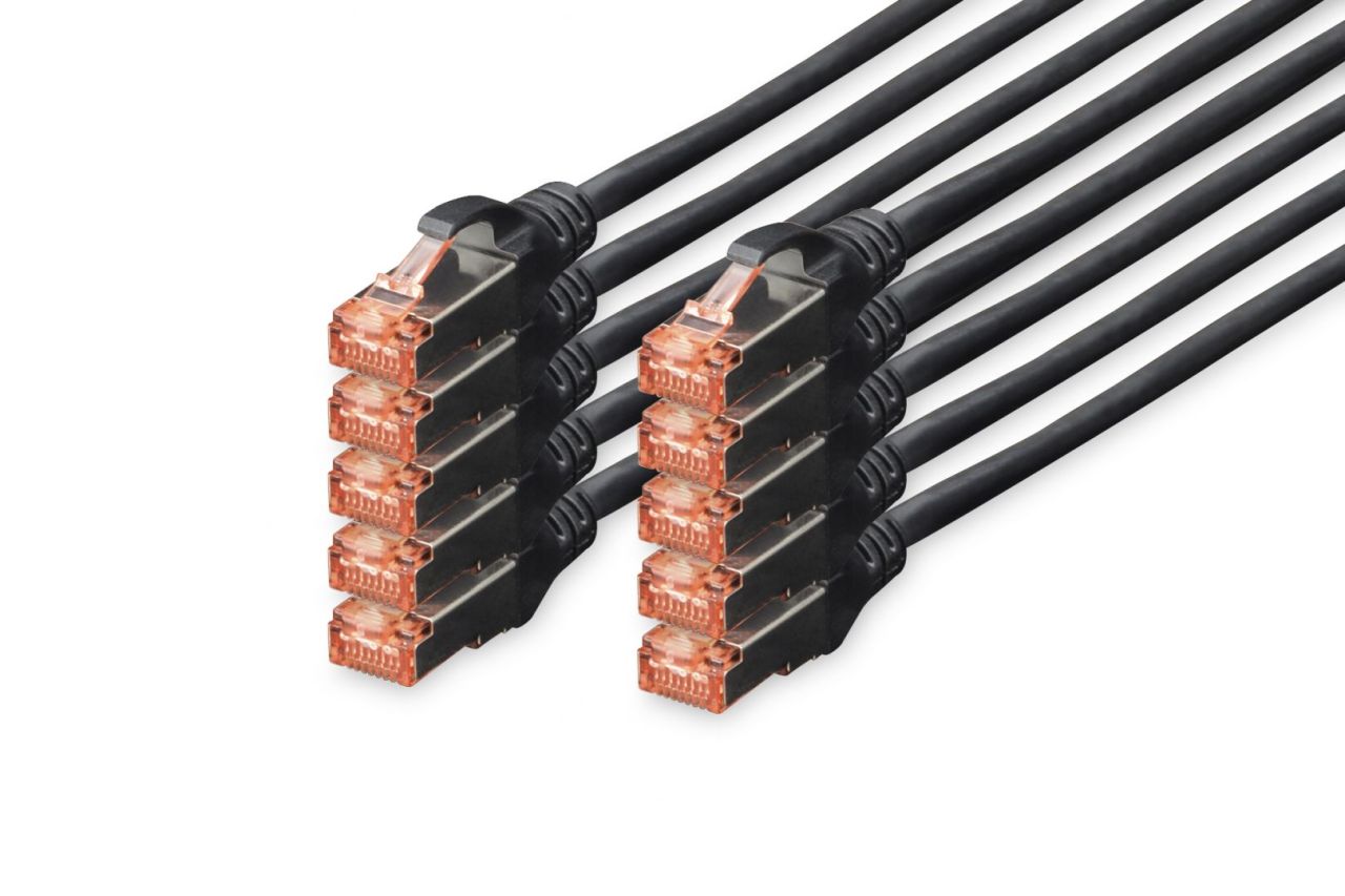Digitus CAT6 S-FTP Patch Cable 0,25m Black (10db) Digitus CAT6 S-FTP Patch Cable 0,25m Black (10db)