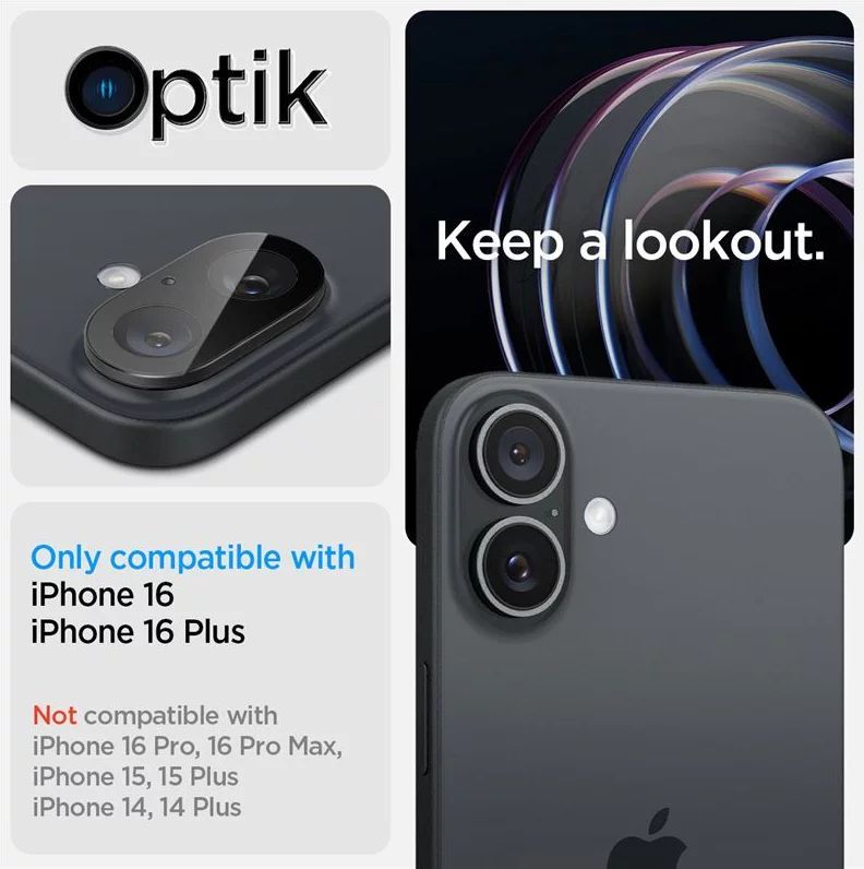 Spigen Glass tR Optik 2 Pack iPhone 16/16 Plus Black Spigen Glass tR Optik 2 Pack iPhone 16/16 Plus Black