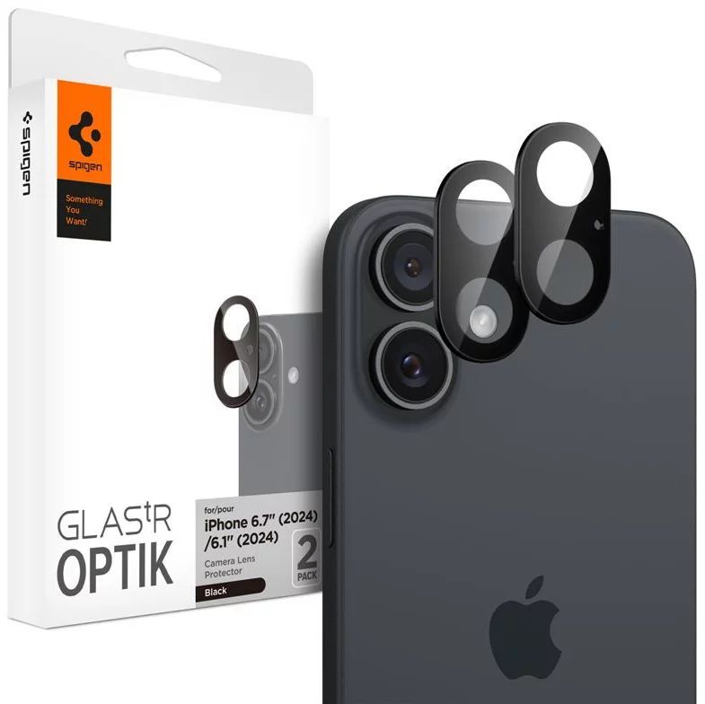 Spigen Glass tR Optik 2 Pack iPhone 16/16 Plus Black Spigen Glass tR Optik 2 Pack iPhone 16/16 Plus Black