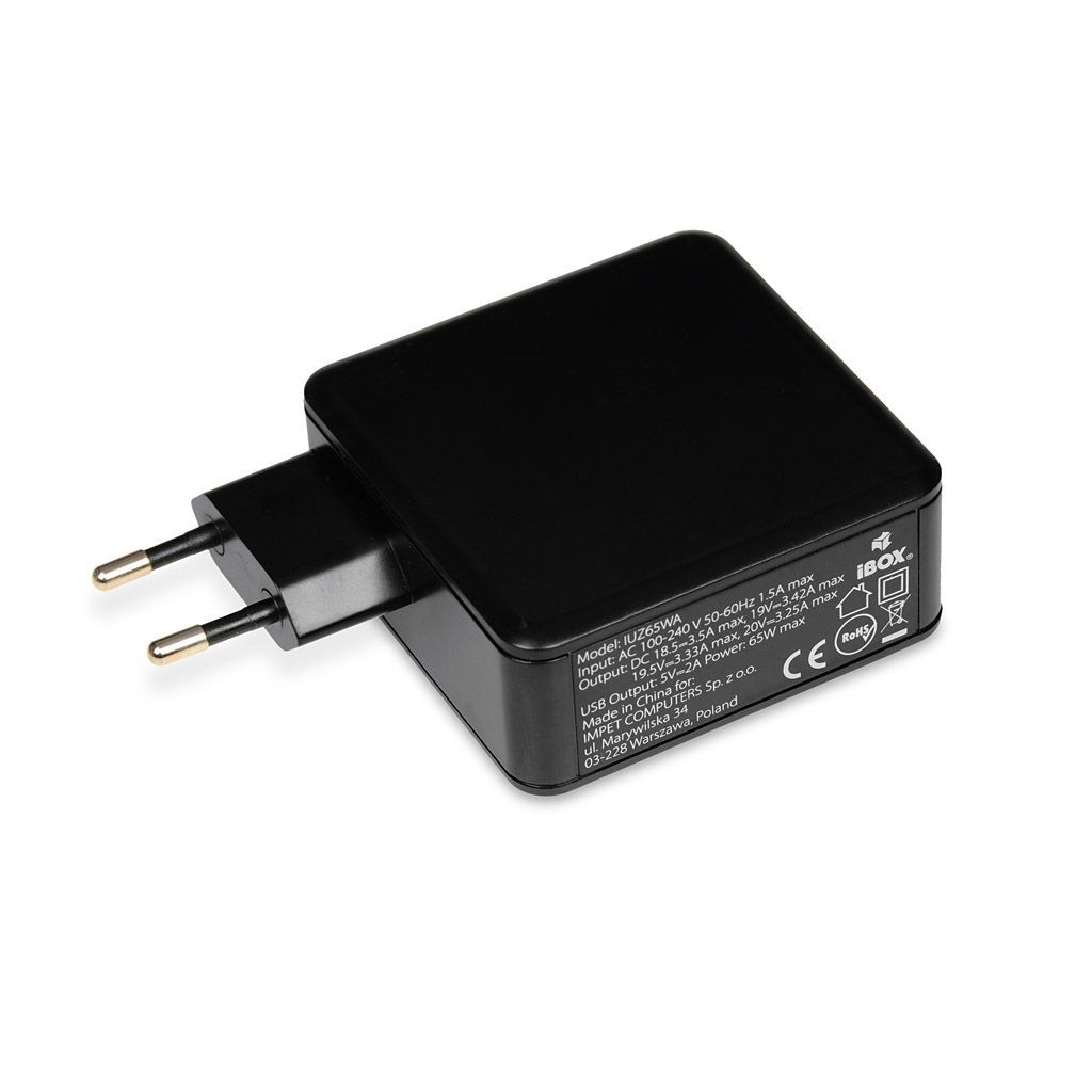 iBox IUZ65WA power adapter/inverter Auto 65W Black