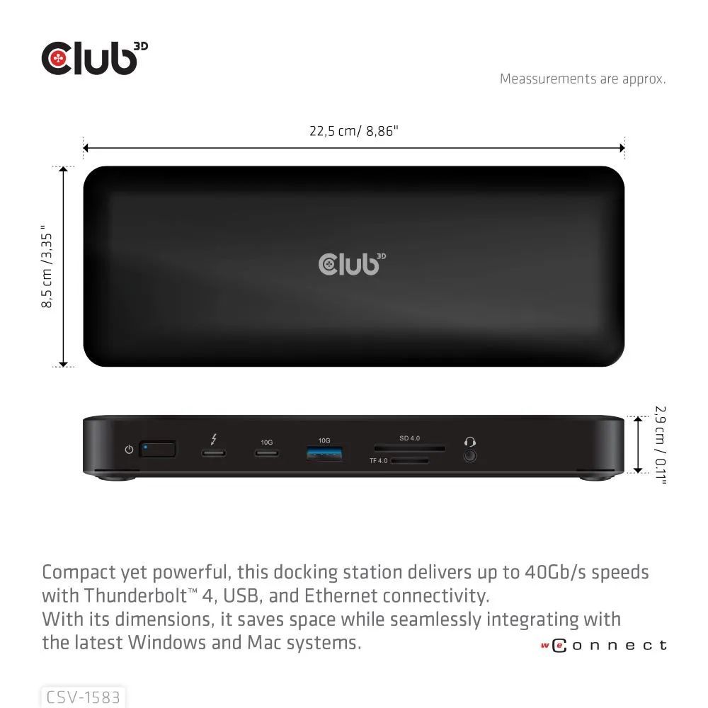 Club3D CSV-1583 Thunderbolt4 16-in-1 Dockingstation Club3D CSV-1583 Thunderbolt4 16-in-1 Dockingstation