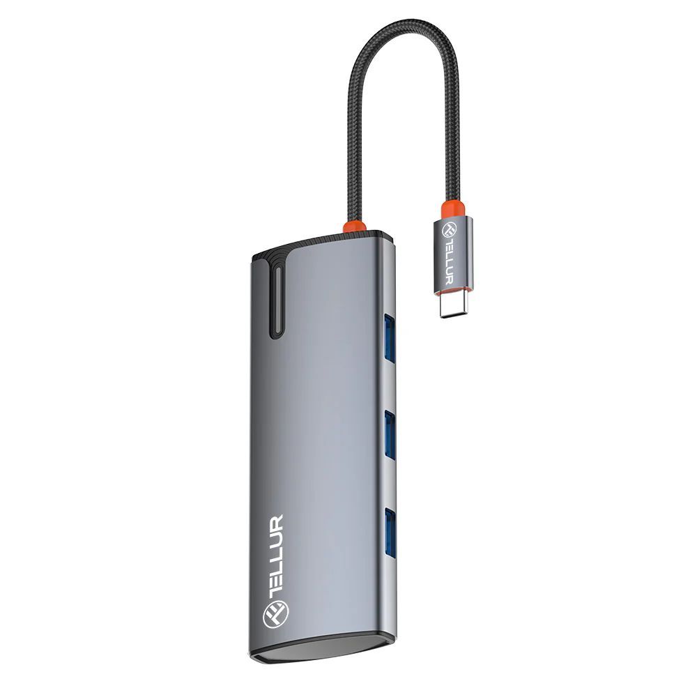 Tellur USB-C Hub PD 3.0 100W HDMI 3xUSB 3.0 Aluminiu Grey