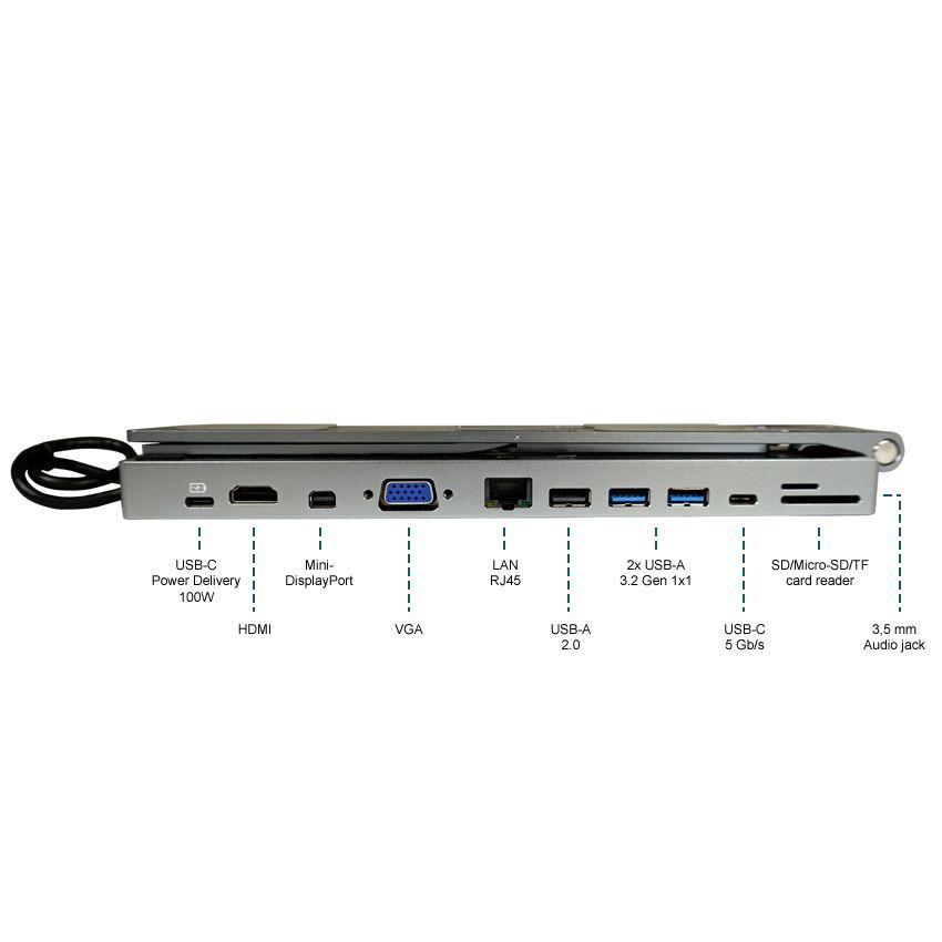 LC Power LC-HUB-C-MULTI-STAND Notebook Holder with USB-C Multi Hub