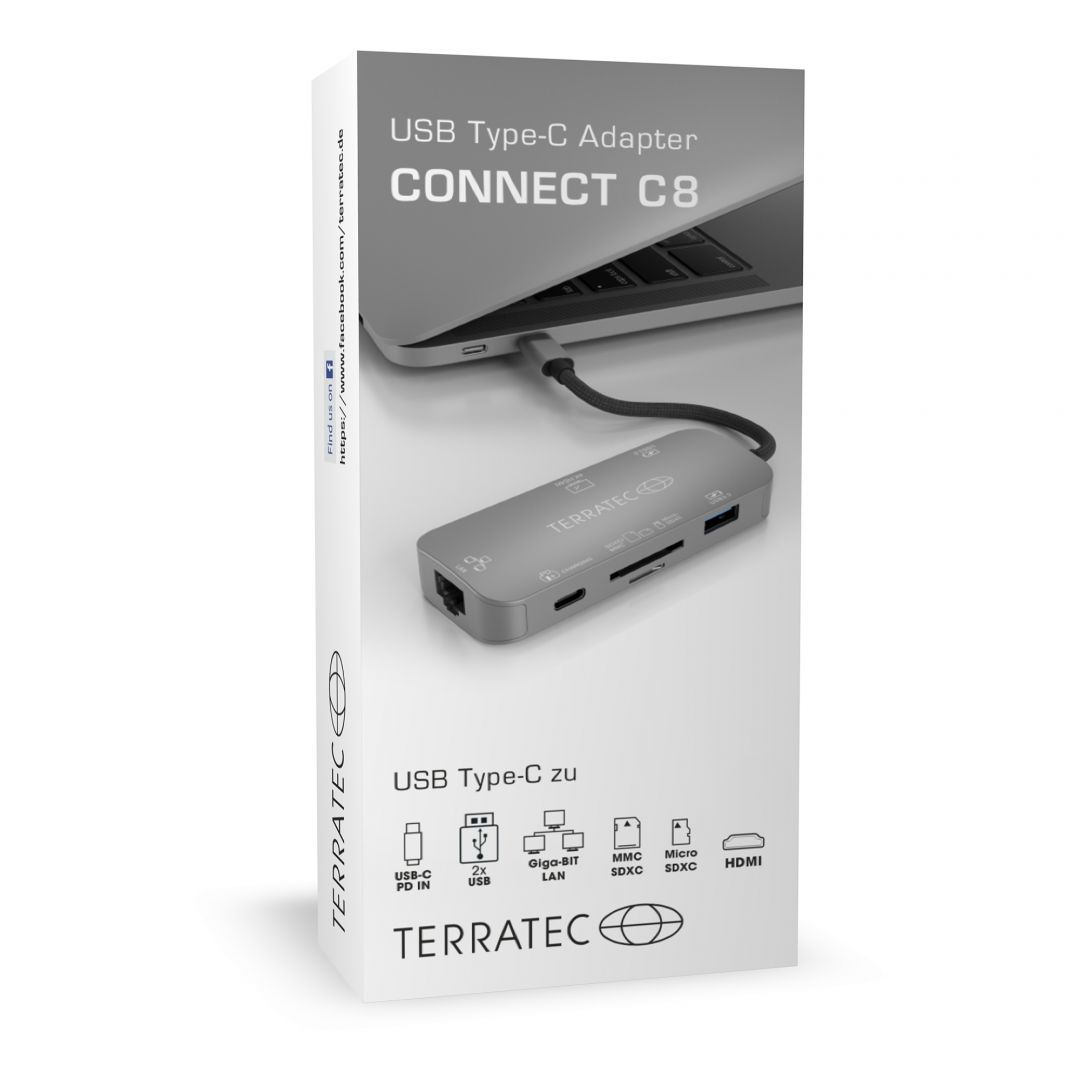 TERRATEC Connect C8 USB Type-C Adapter Silver