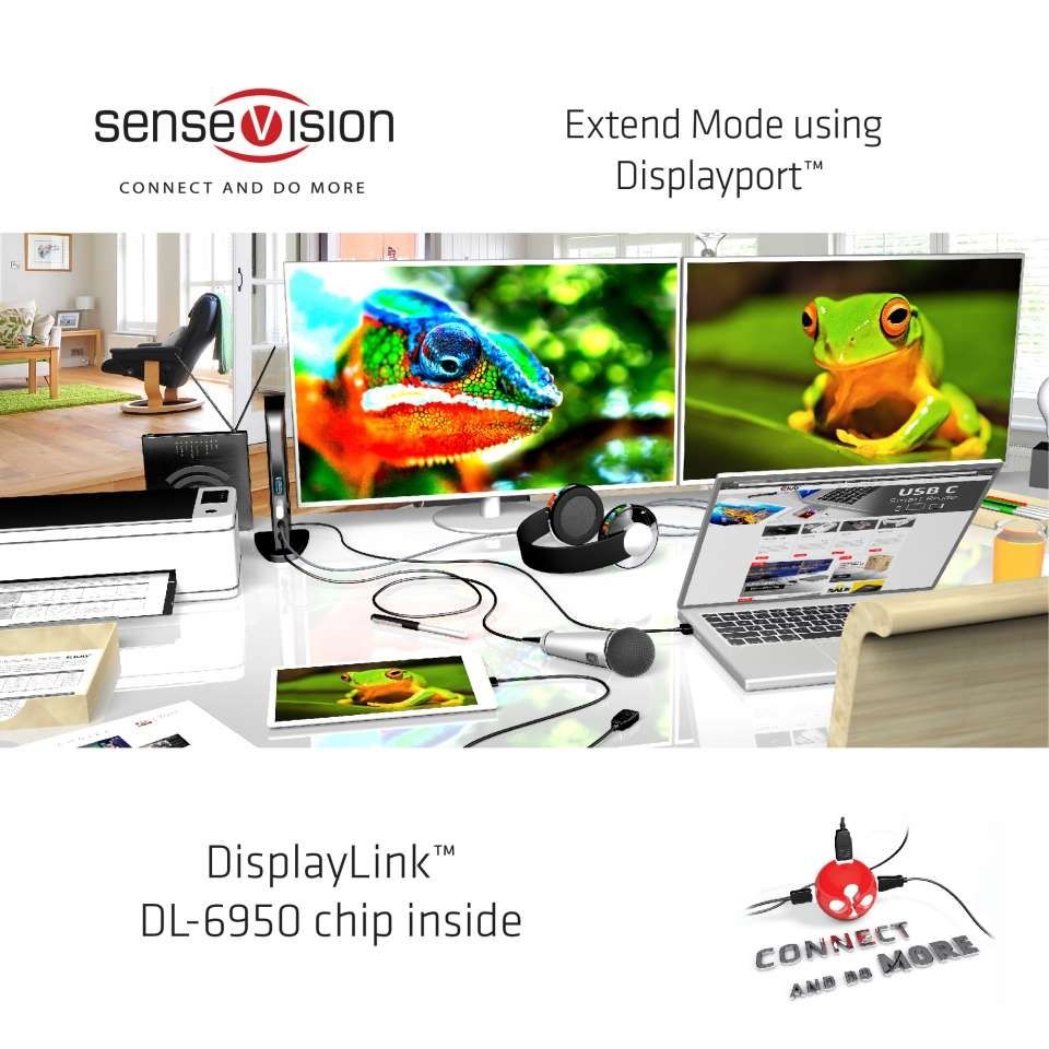 Club3D SenseVision USB3.0 Dual Display 4K 60Hz Docking Station