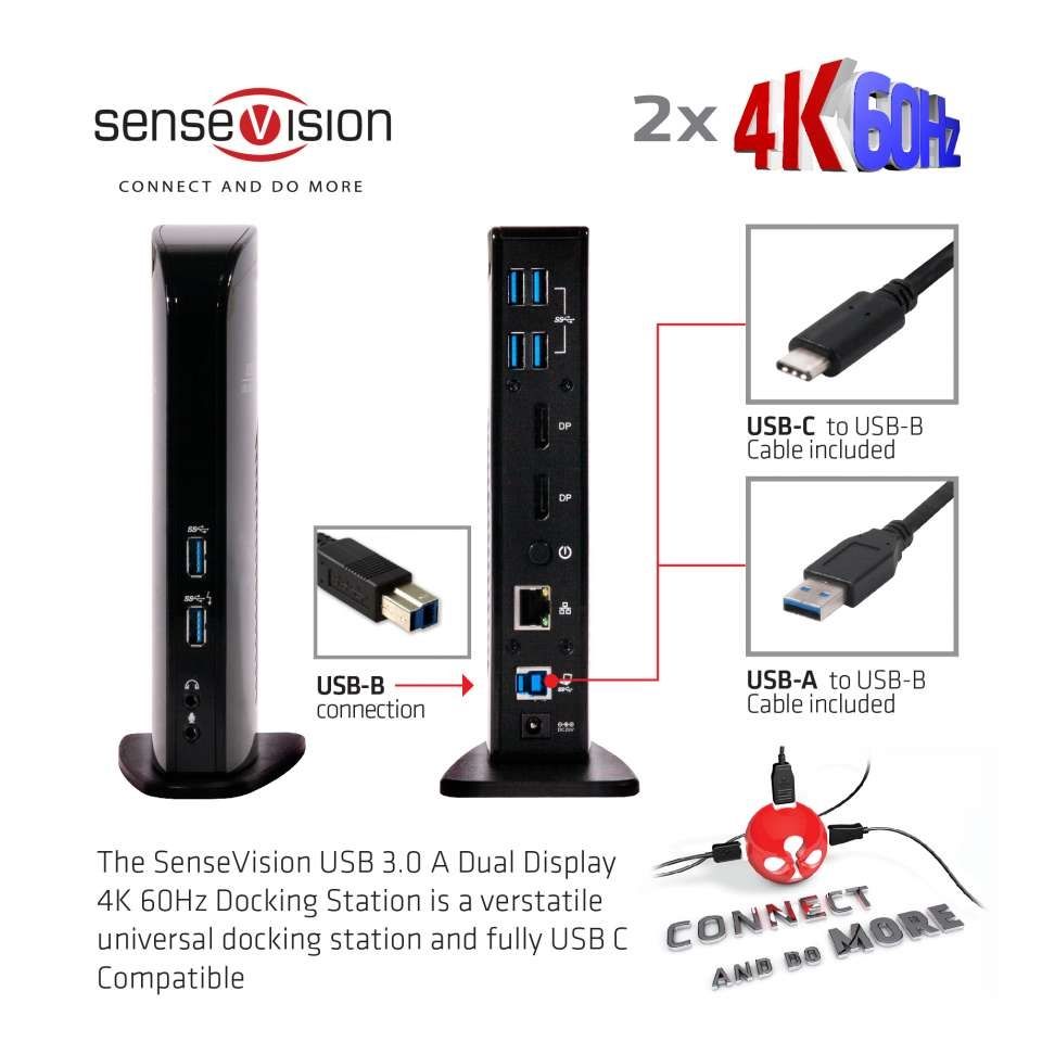 Club3D SenseVision USB3.0 Dual Display 4K 60Hz Docking Station