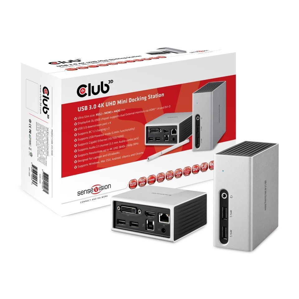 Club3D SenseVision USB 3.0 4K UHD Mini Docking Station