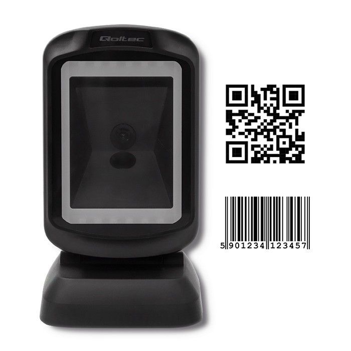 Qoltec Desktop QR & Barcode Lézer vonalkódolvasó USB Black