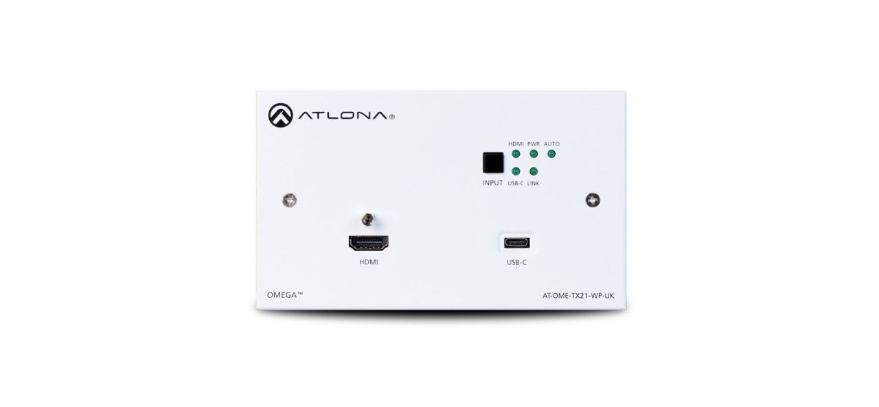 ATLONA AT-OME-TX21-WP-E EU/UK Wallplate HDBaseT Transmitter with USB-C and HDMI Inputs